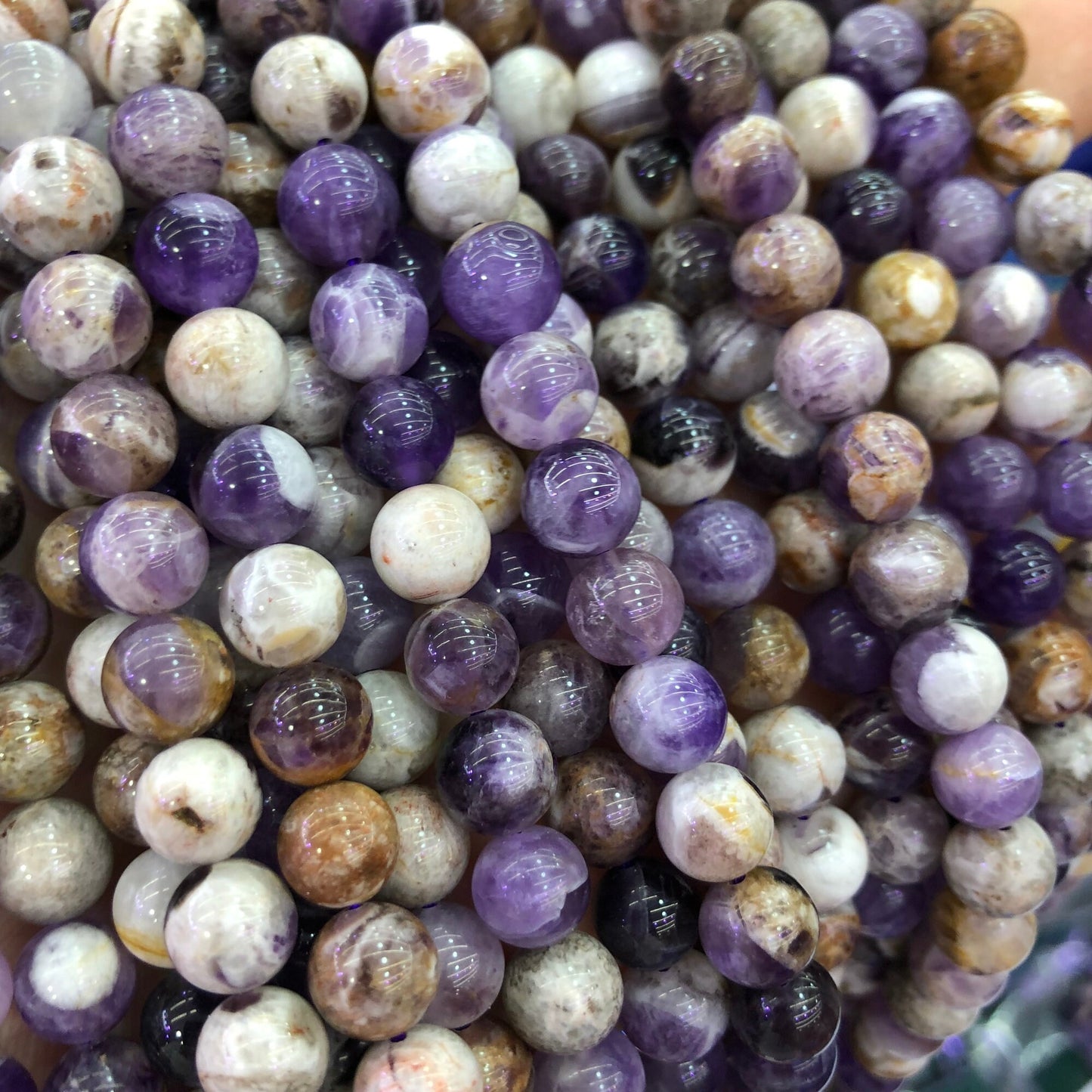 Purple White Amethyst Beads Natural Gemstone Beads 6mm 8mm 10mm 12mm 14mm 15''