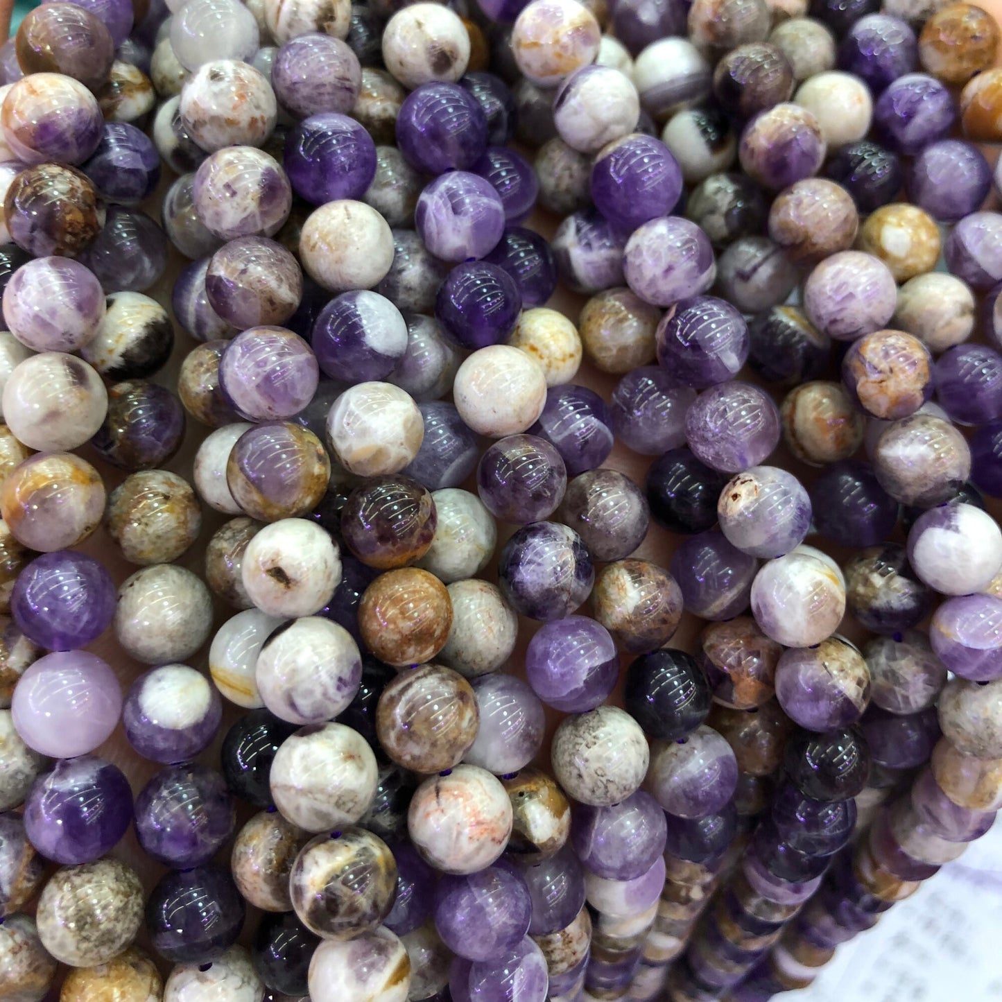 Purple White Amethyst Beads Natural Gemstone Beads 6mm 8mm 10mm 12mm 14mm 15''