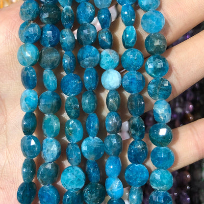 Apatite Coin Faceted Beads 8mm 10mm 15''