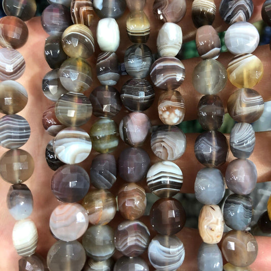 Botswana Agate Coin Faceted Beads 8mm 10mm 15''