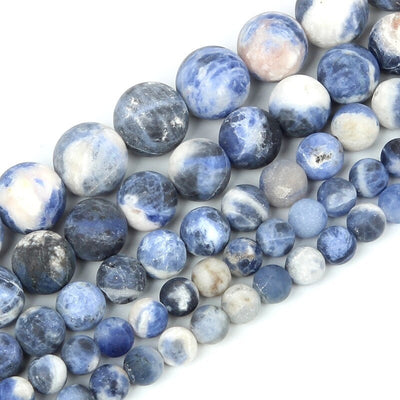 Blue White Sodalite Matte Beads Natural Gemstone Beads 6mm 8mm 10mm 15''