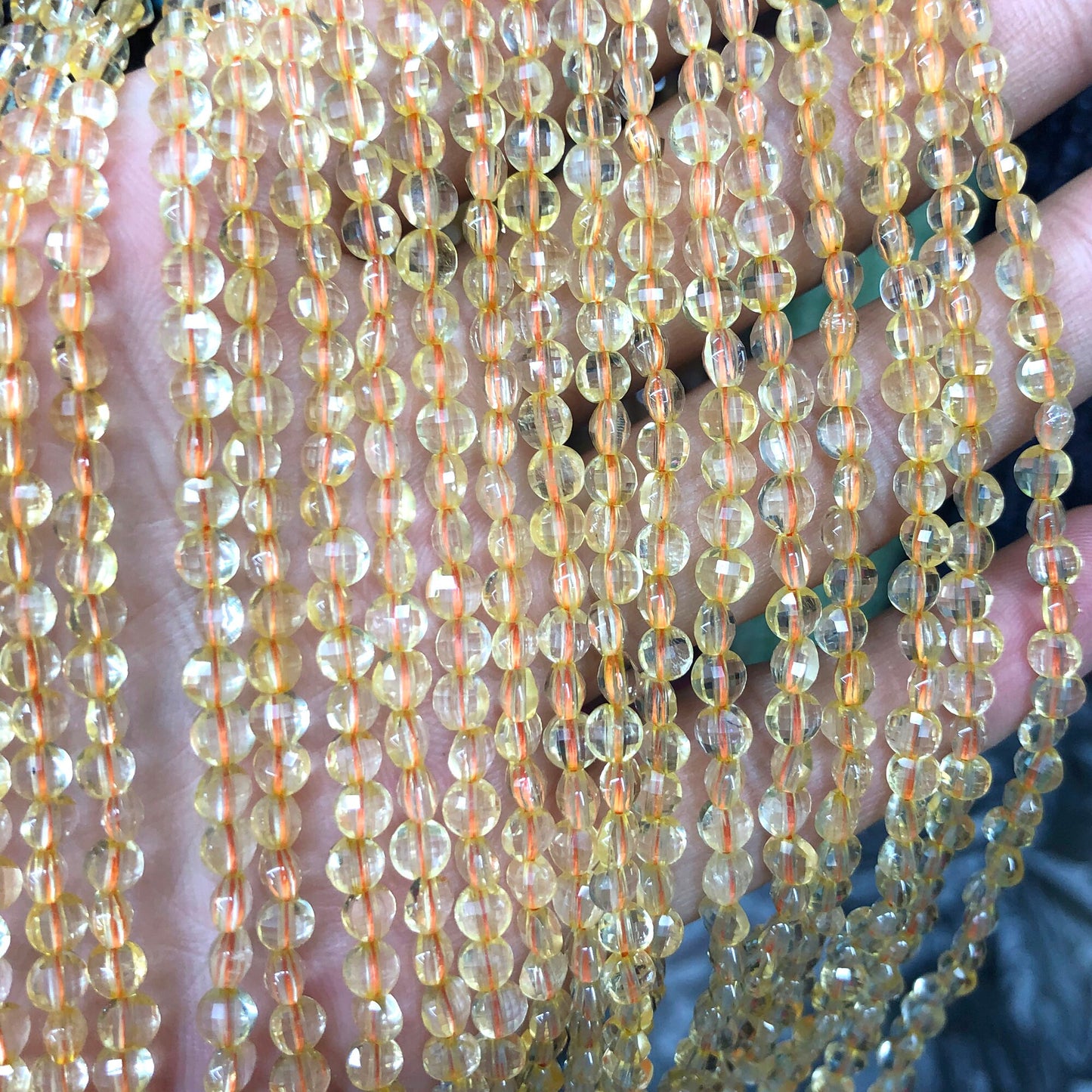 Citrine Coin Faceted Beads 4mm 15''