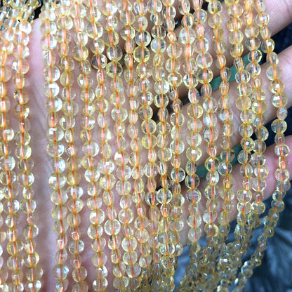 Citrine Coin Faceted Beads 4mm 15''