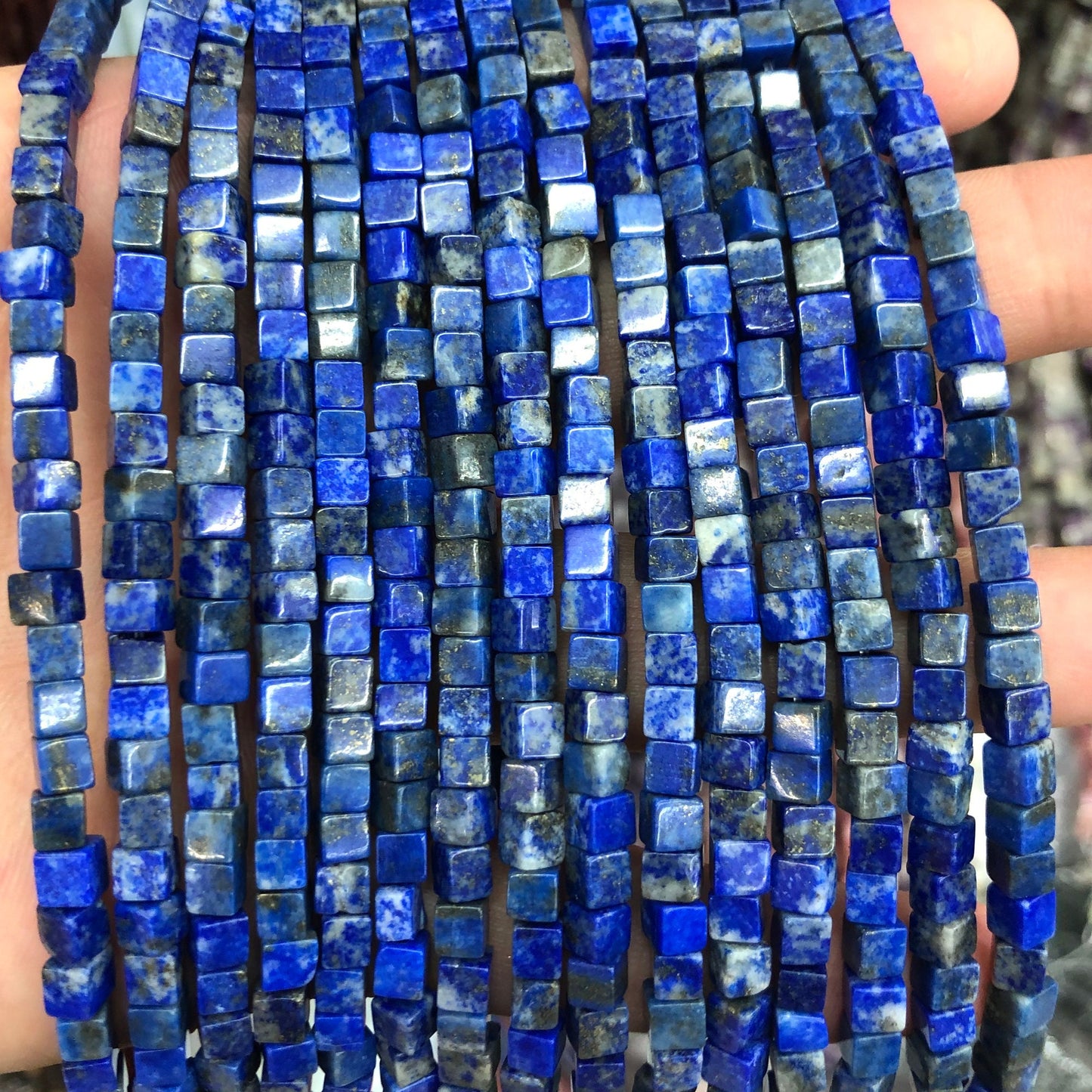 Lapis Lazuli Cube Beads 4-5mm 15''