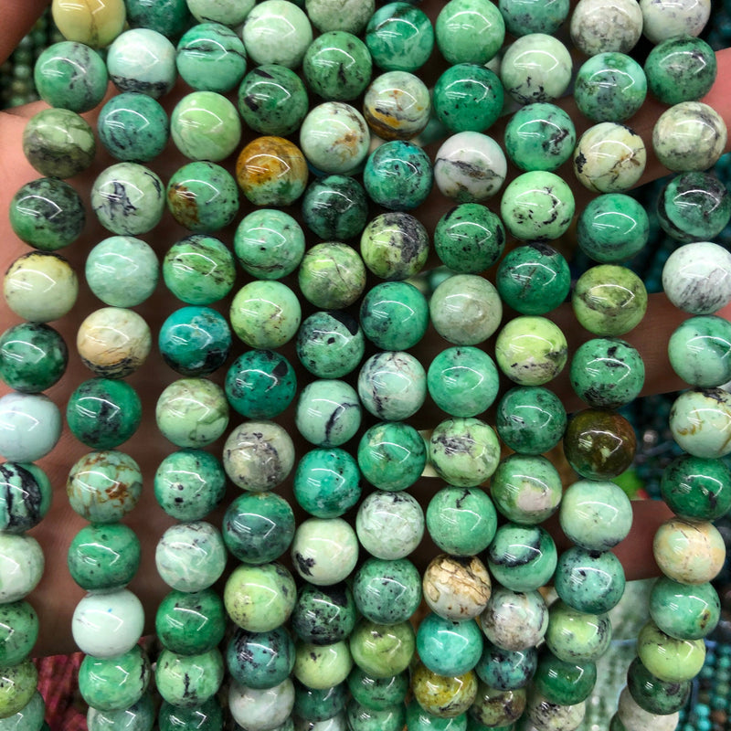 Perles de variscite, pierres précieuses naturelles, 6 mm, 8 mm, 10 mm, 15 pouces