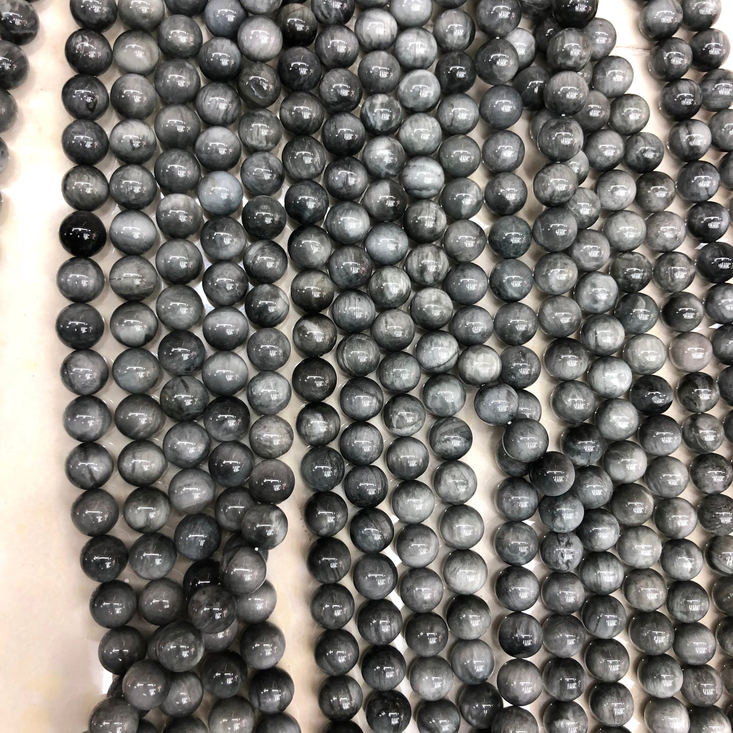 Grey Hawk Eye Stone Beads 6mm 8mm 10mm 15''