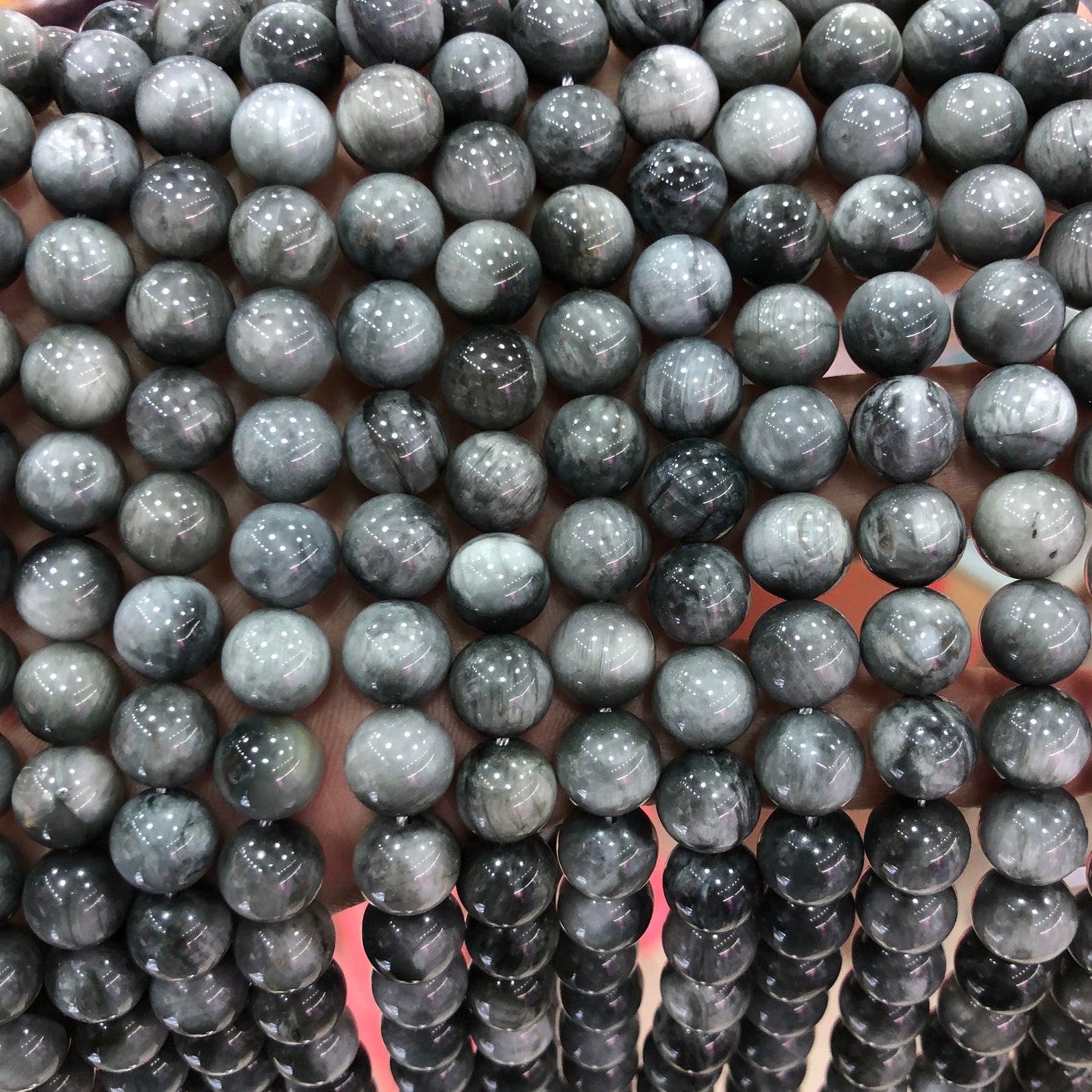 Grey Hawk Eye Stone Beads 6mm 8mm 10mm 15''