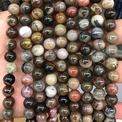 Petrified Wood Jade Beads 6mm 8mm 10mm 12mm 15''