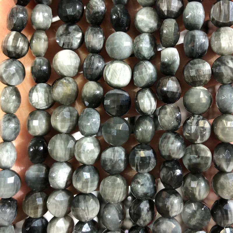 Hawk Eye Coin facetterede perler 8 mm 10 mm 15''