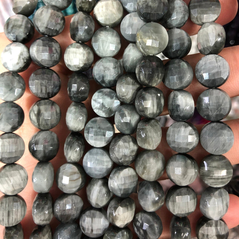 Hawk Eye Coin facetterede perler 8 mm 10 mm 15''