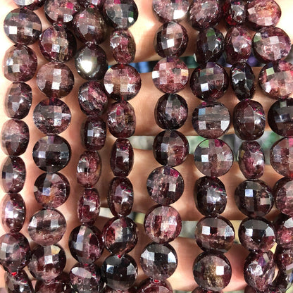 Garnet Coin Faceted Beads 8mm 10mm 15''