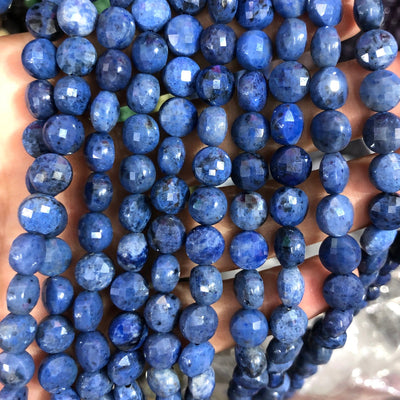 Blue Dumortierite Coin Faceted Beads 8mm 10mm 15''