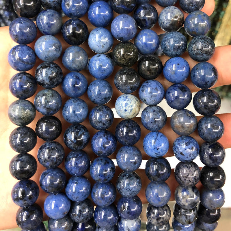Perles de pierre de dumortiérite bleue 4 mm 6 mm 8 mm 10 mm 12 mm 15''