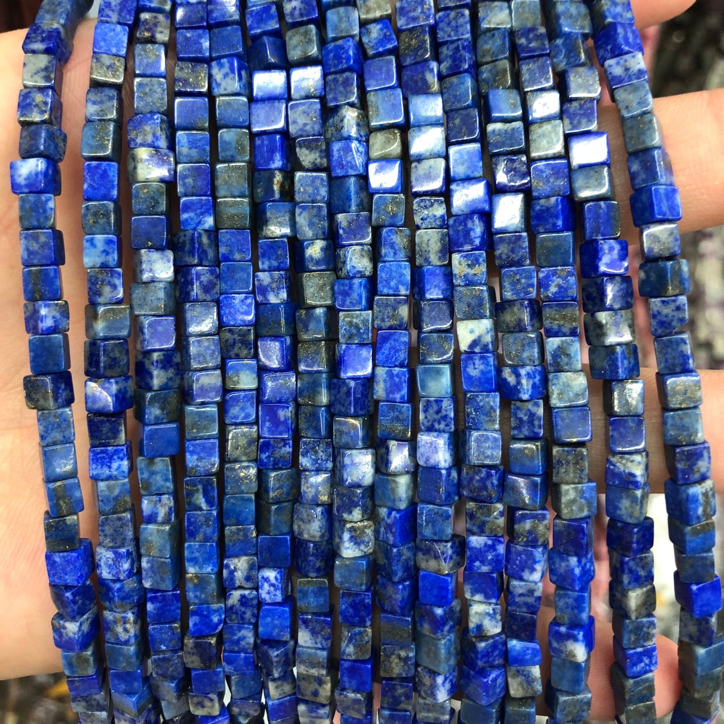 Lapis Lazuli Cube Beads 4-5mm 15''