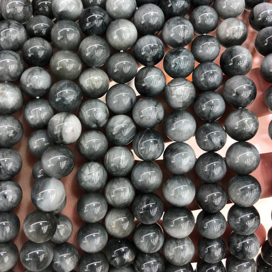 Gray Hawk Eye Stone Beads 6mm 8mm 10mm 15''