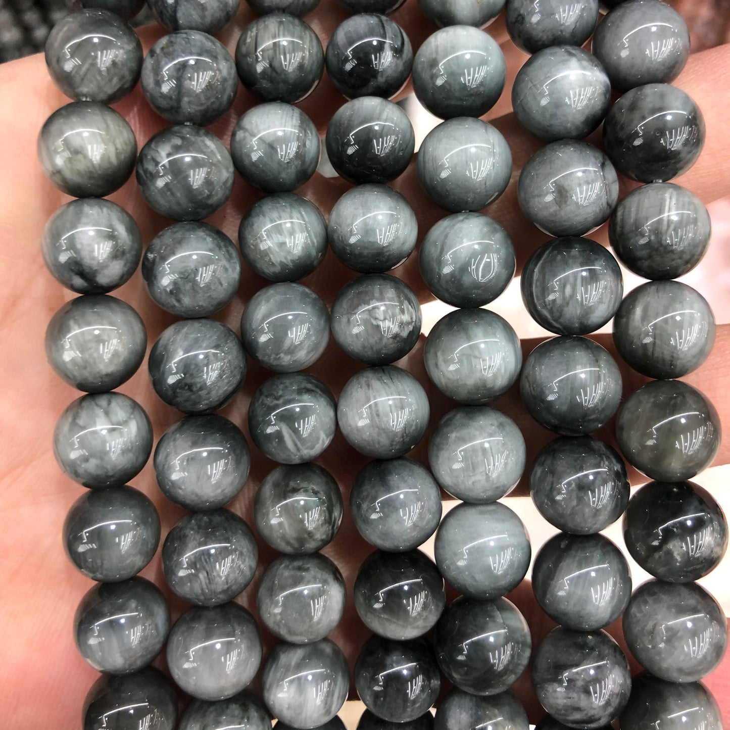 Grey Hawk Eye Stone Beads 6mm 8mm 10mm 15''