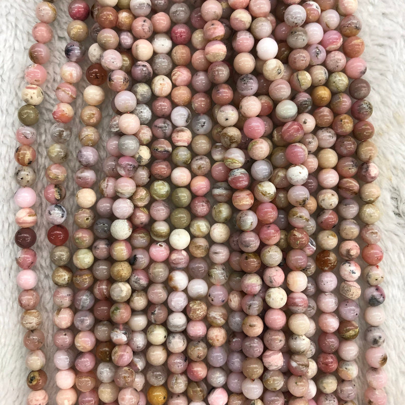 Perles d'opale rose, pierres précieuses naturelles, 8 mm, 15 pouces