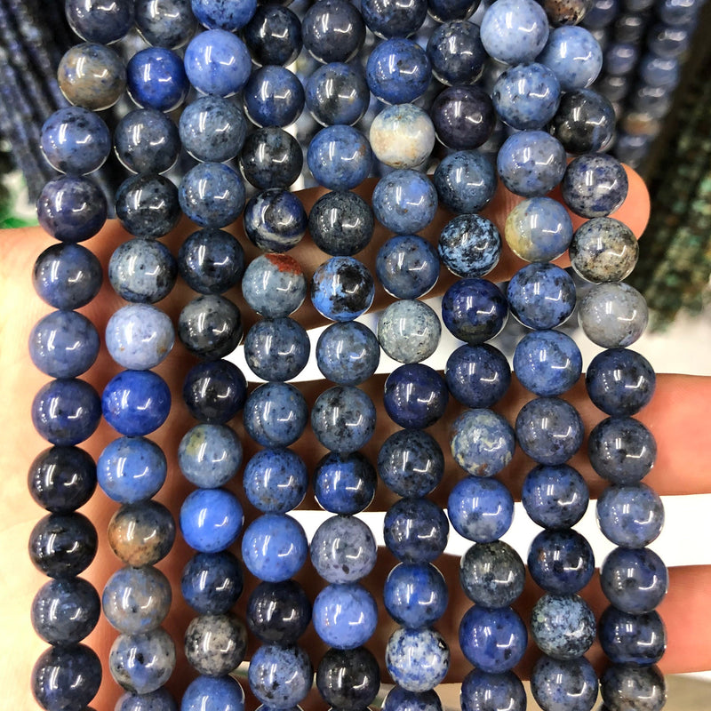 Perles de pierre de dumortiérite bleue 4 mm 6 mm 8 mm 10 mm 12 mm 15''