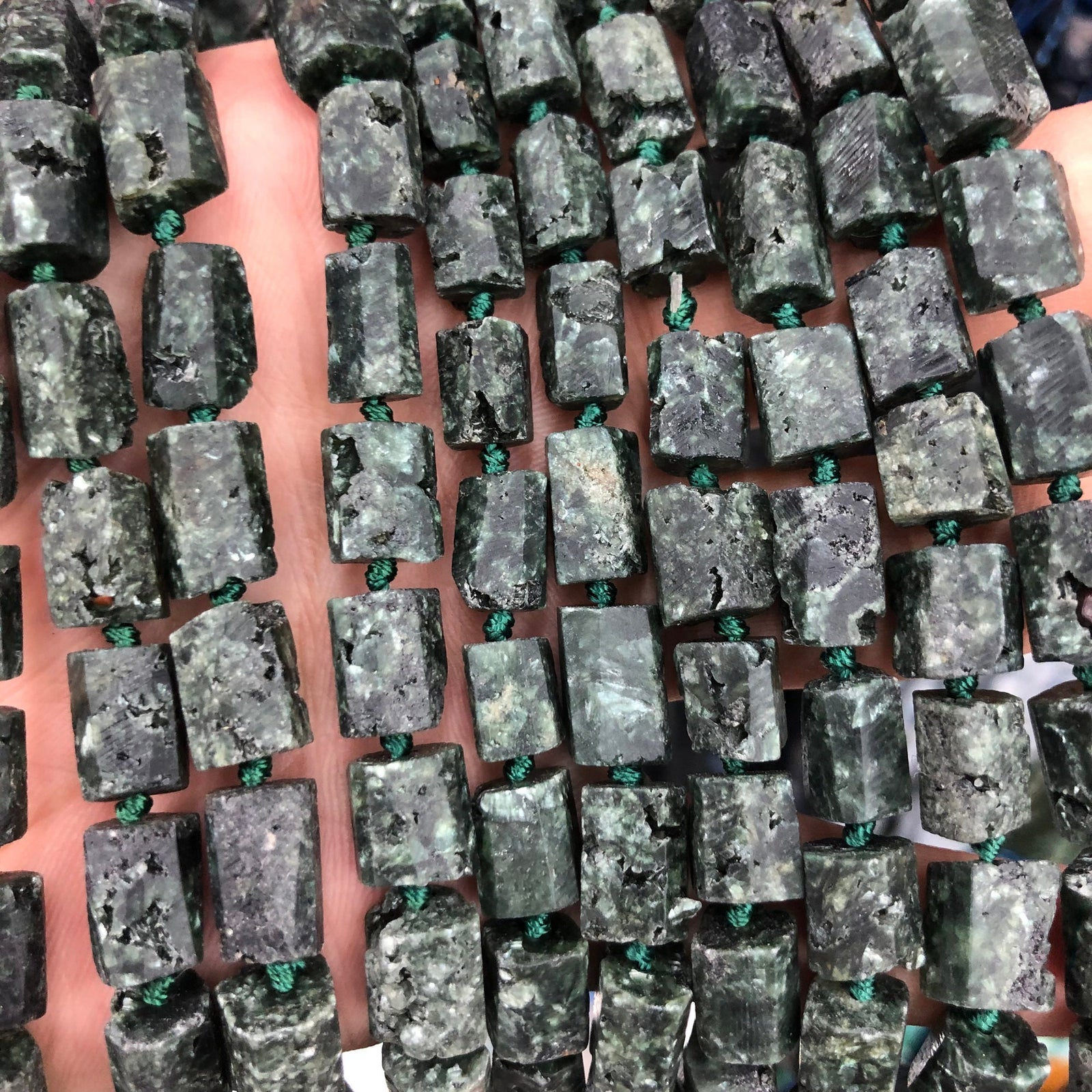 Genuine Seraphinite Tube Beads 8-12mm