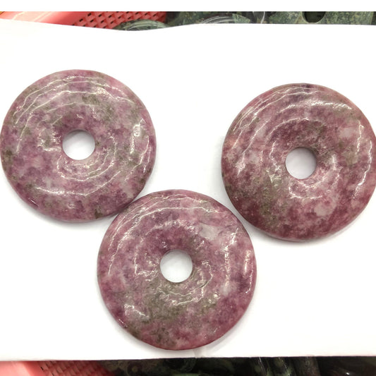 Lepidolite Donut Pendant 30mm 40mm 50mm 1 pc