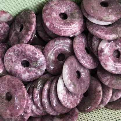 Lepidolite Donut Pendant 30mm 40mm 50mm 1 pc