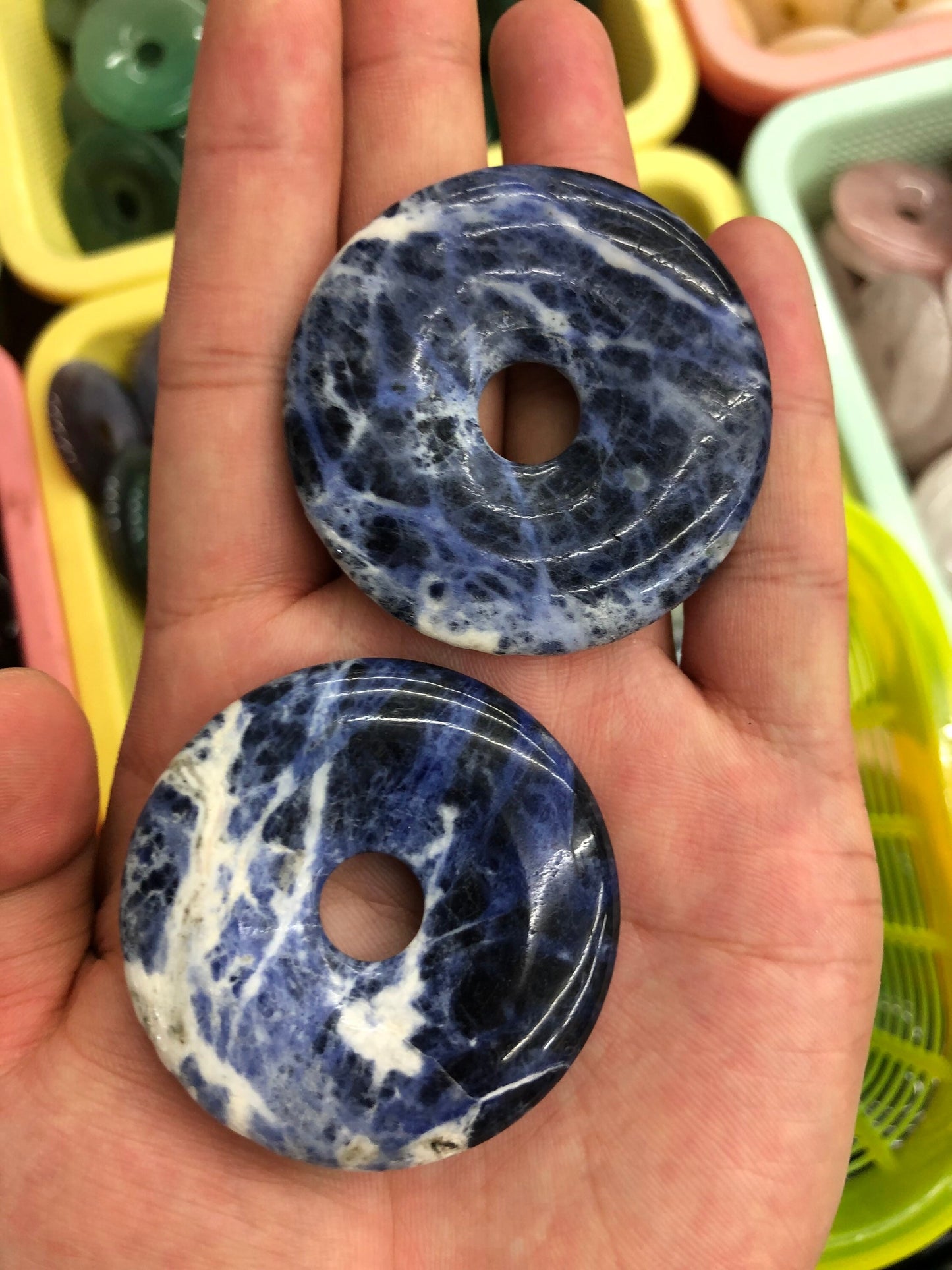 Sodalite Donut Pendant 30mm 40mm 50mm 1pc