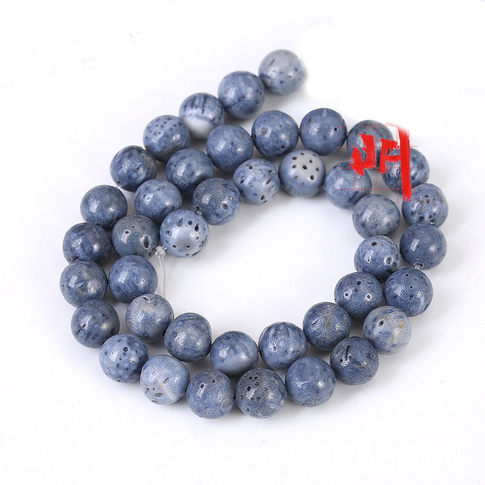 Perles de corail bleu 4 mm 6 mm 8 mm 10 mm 12 mm 15''