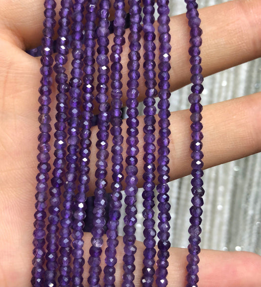 Amethyst Rondelle Faceted Beads 2x3mm 15''