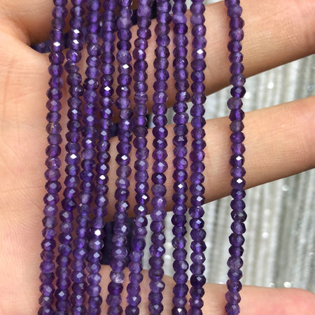 Perles à facettes en améthyste 2x3 mm 15''