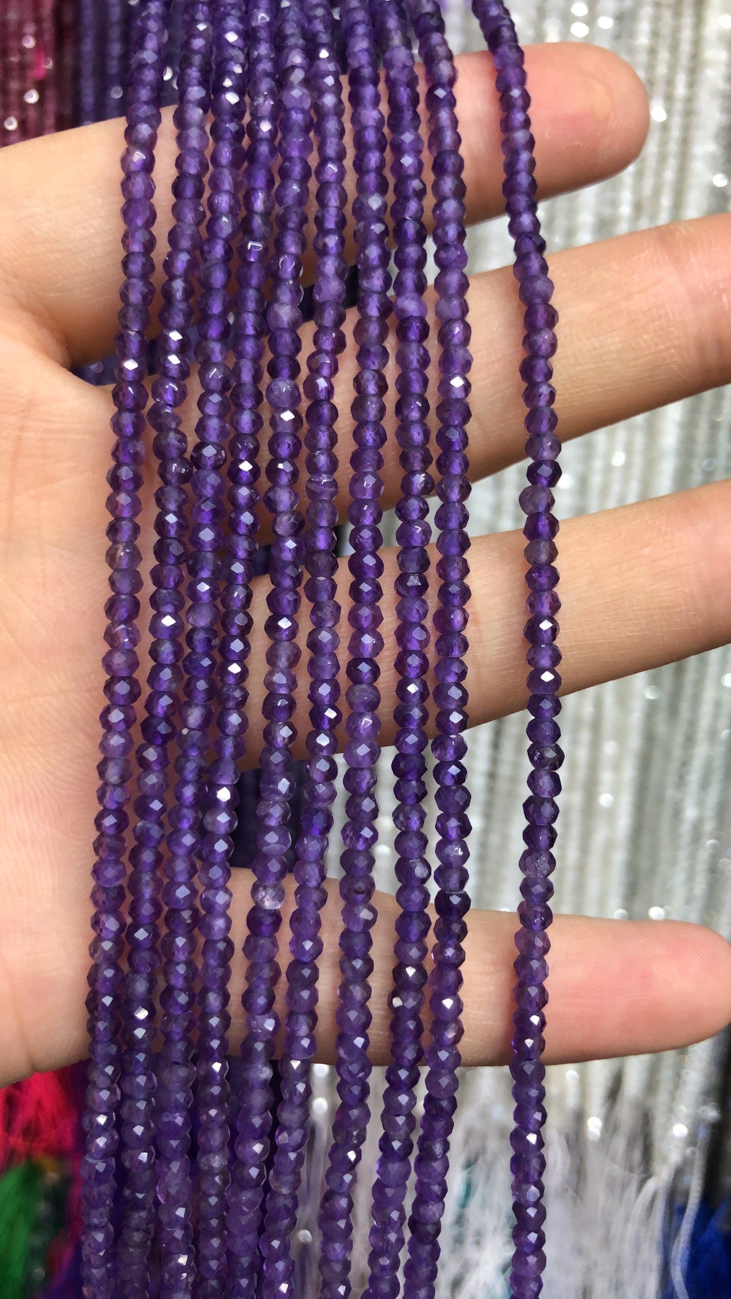 Amethyst Rondelle Faceted Beads 2x3mm 15''