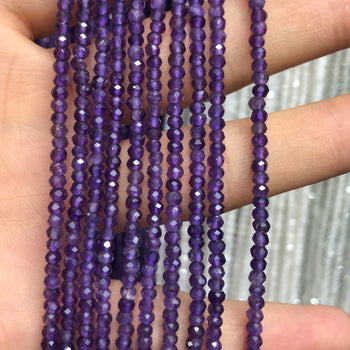 Amethyst Rondelle Faceted Beads 2x3mm 15''