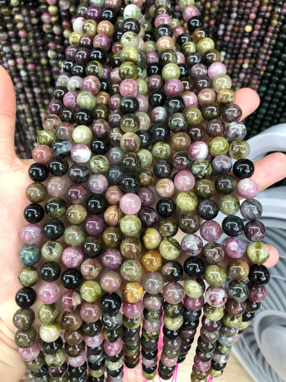 Genuine Rainbow Tourmaline Beads Natural Gemstone Beads 6mm 8mm 10mm  15''