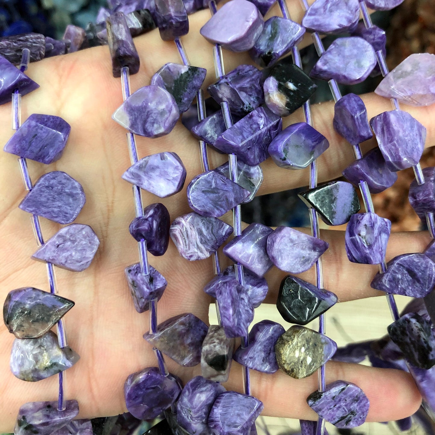 Genuine Charoite Teardrop Beads 12-15mm 24pcs
