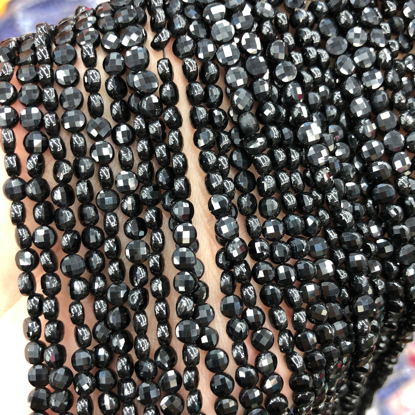 Spinel Coin Faceted Beads 4mm 15''