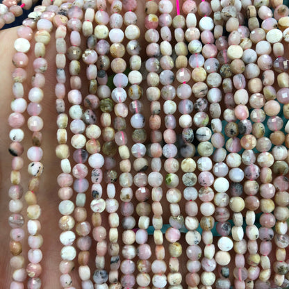 Pink Opal Coin Faceted Beads 4mm 15''