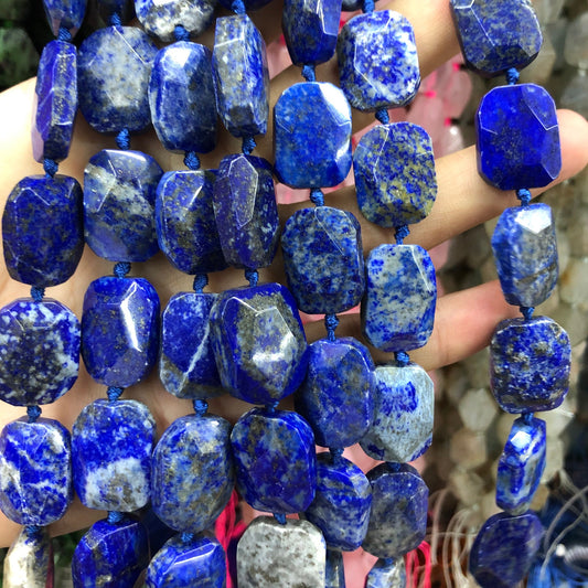 Ægte Lapis Lazuli Flat Slice Facet Perler 18-25 mm 17 stk.