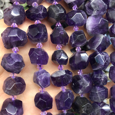 Amethyst Nugget Faceted Beads Natural Gemstone Beads 15-20mm 20pcs