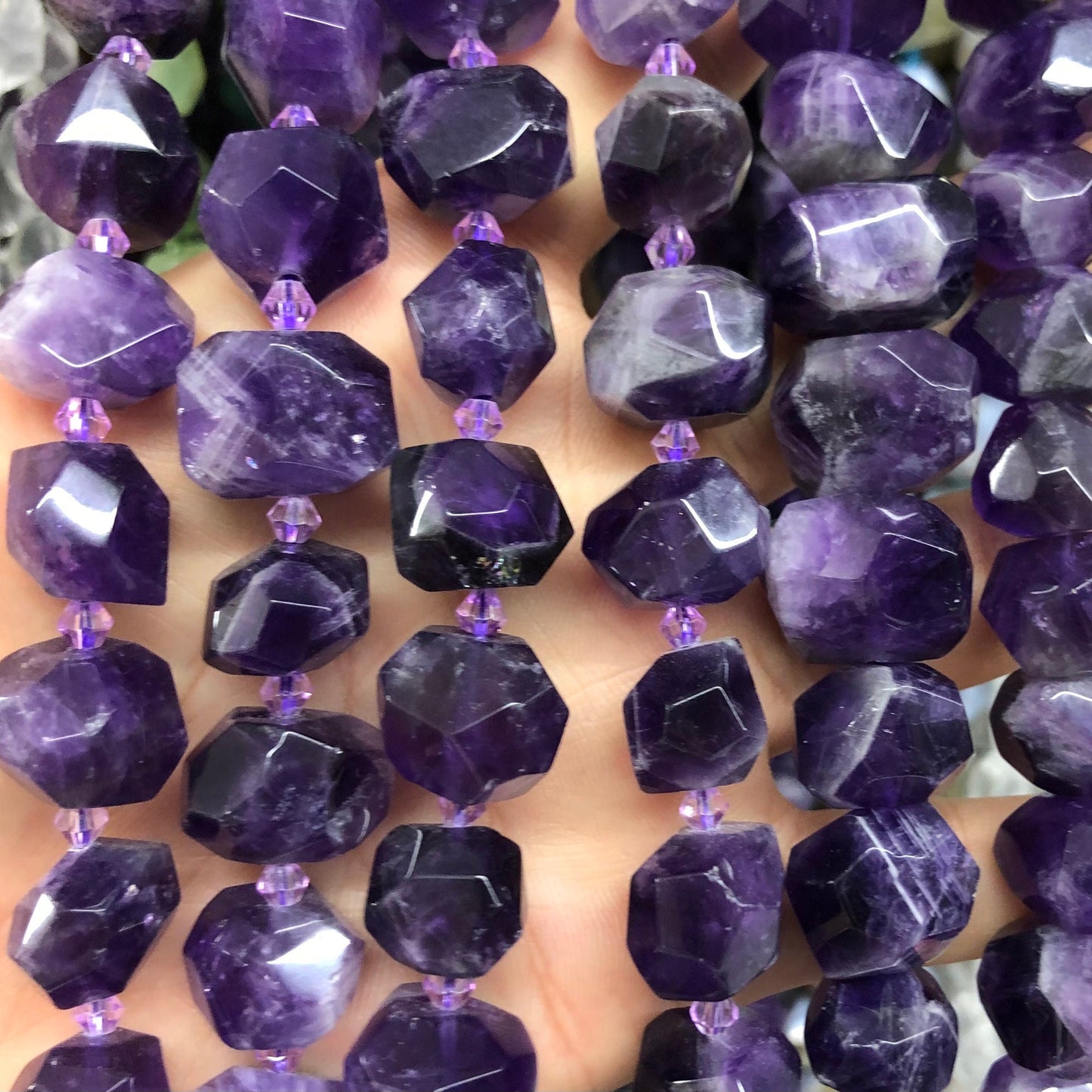 Amethyst Nugget Faceted Beads Natural Gemstone Beads 15-20mm 20pcs