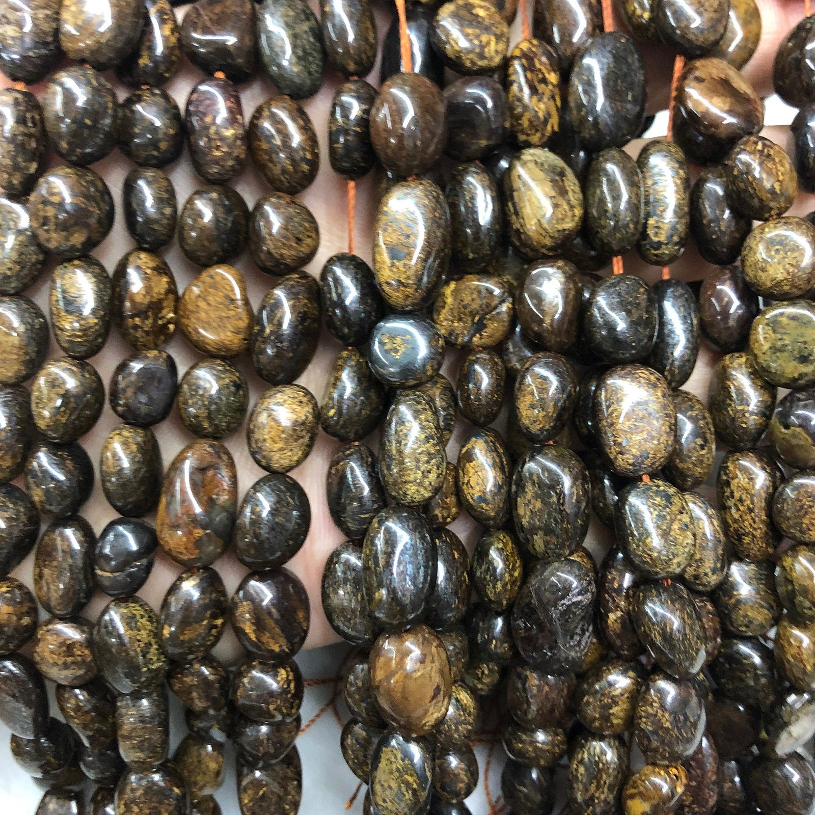 Bronzite Nugget Beads 8-12mm 15''