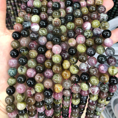 Genuine Rainbow Tourmaline Beads Natural Gemstone Beads 6mm 8mm 10mm  15''