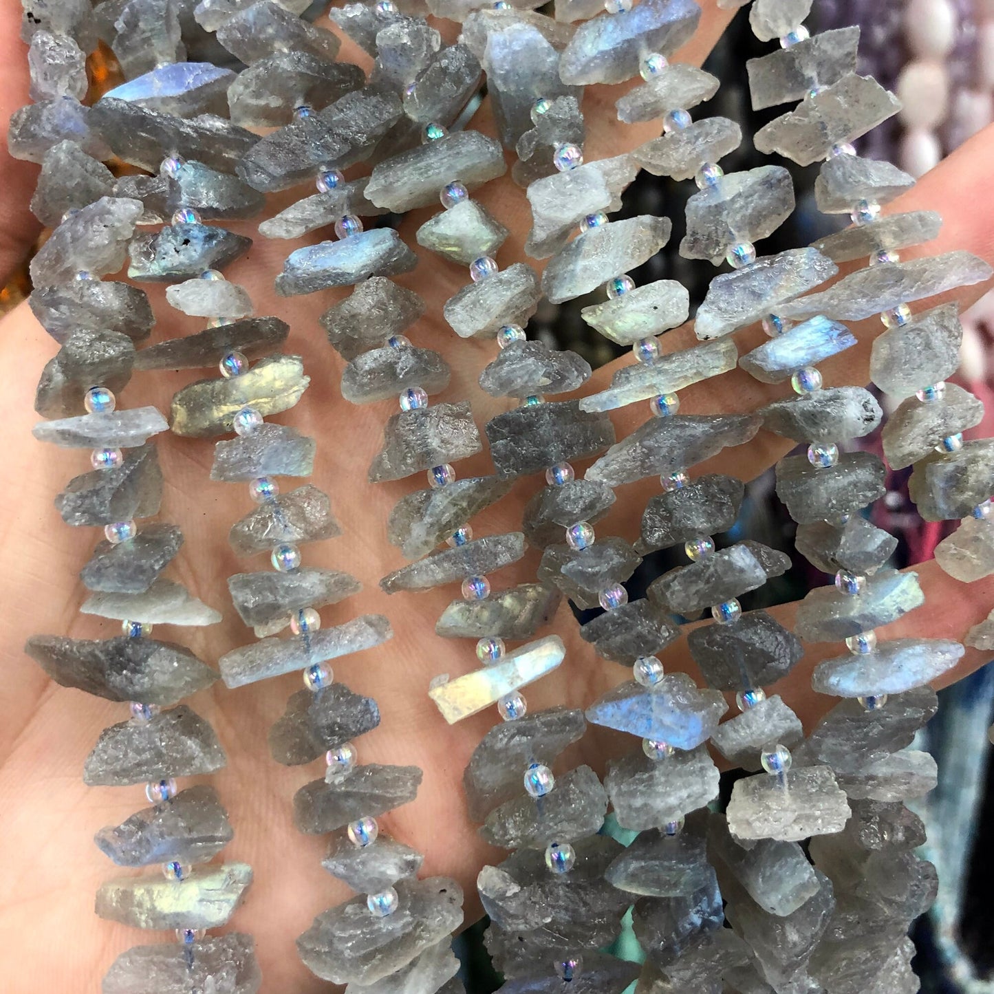 Genuine Labradorite Raw Nugget Stone Beads 15-20mm