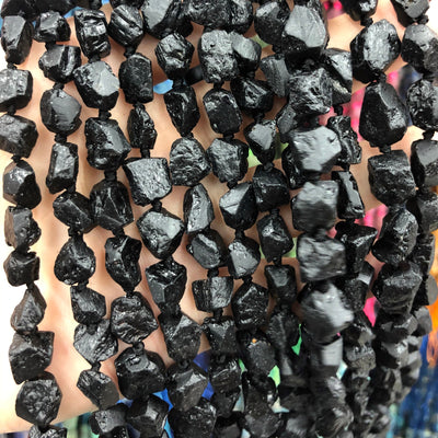Raw Black Tourmaline Nugget Beads Natural Gemstone Beads 6-8mm 15''
