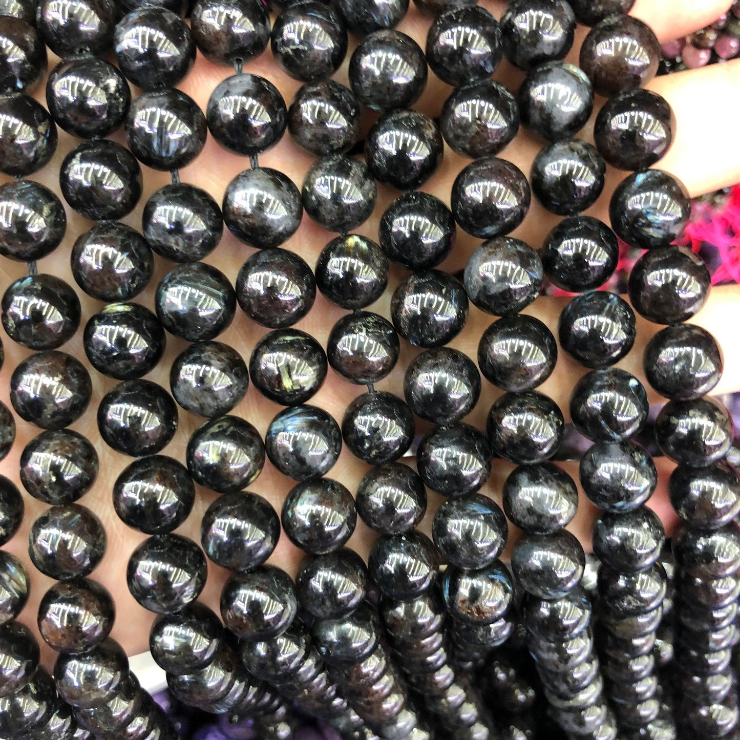 Blue Astrophyllite Stone Beads 6mm 8mm 10mm 15''