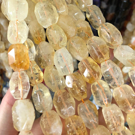 Genuine Citrine Stone Nugget Faceted Quartz Beads12-15x16-20mm 17pcs