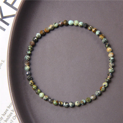 African Turquoise Faceted Bracelet 4mm 7.5''