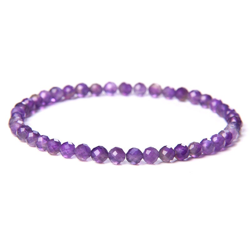 Ametyst facetteret armbånd, natursten armbånd 4mm 7,5''