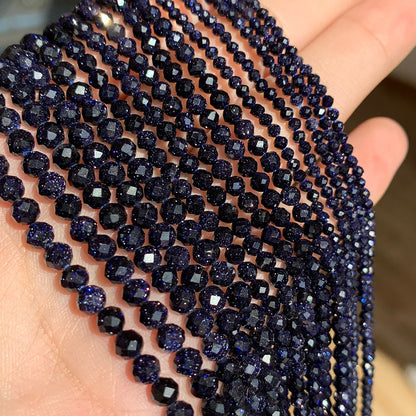 Bracelet à facettes en grès bleu 7,5''