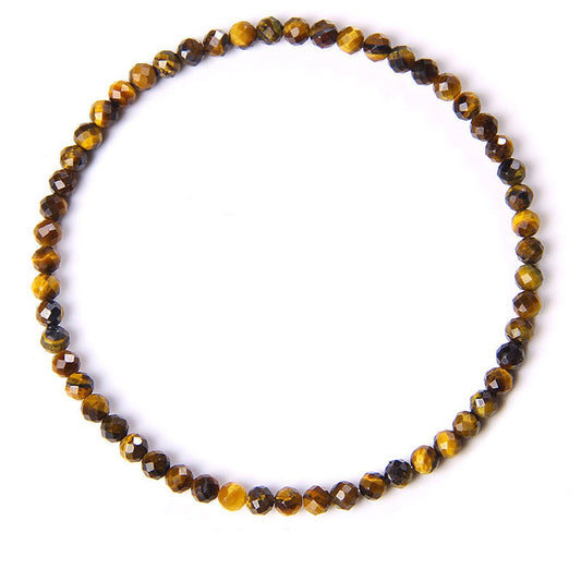 Bracelet de perles à facettes en œil de tigre 4 mm 7,5''