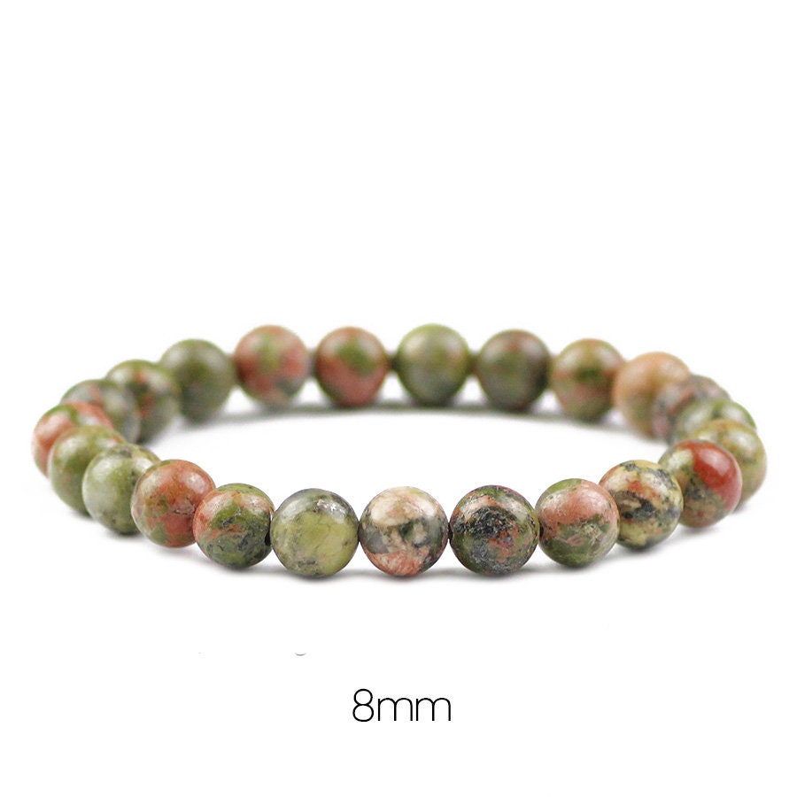 Bracelet de perles en pierre d'unakite 8''