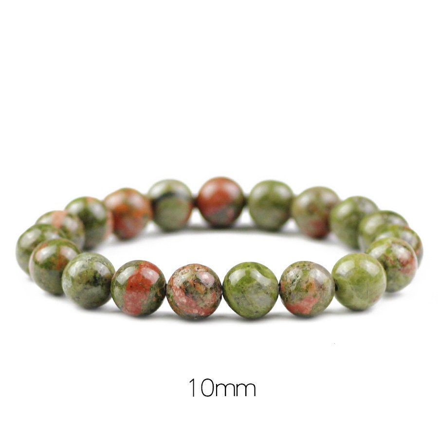 Bracelet de perles en pierre d'unakite 8''